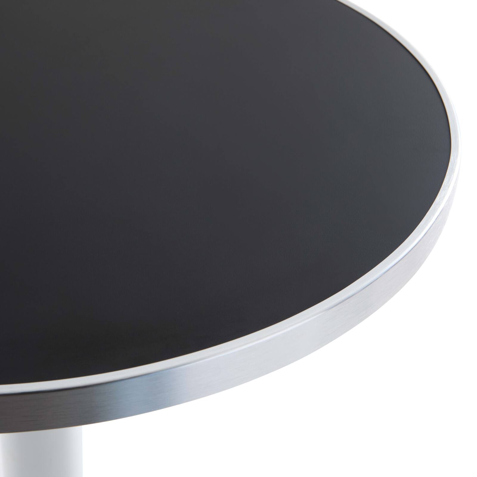 Tavolo alto basculante Ø 60 cm in multistrato con rivestimento in laminato e bordi in alluminio