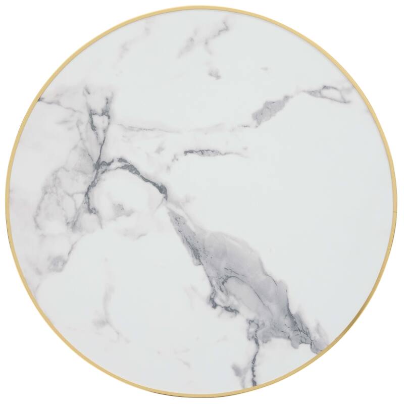 Tavolo alto basculante Ø 60 cm in multistrato con rivestimento in laminato e bordi in alluminio