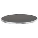 Tavolo alto basculante Ø 60 cm in multistrato con rivestimento in laminato e bordi in alluminio