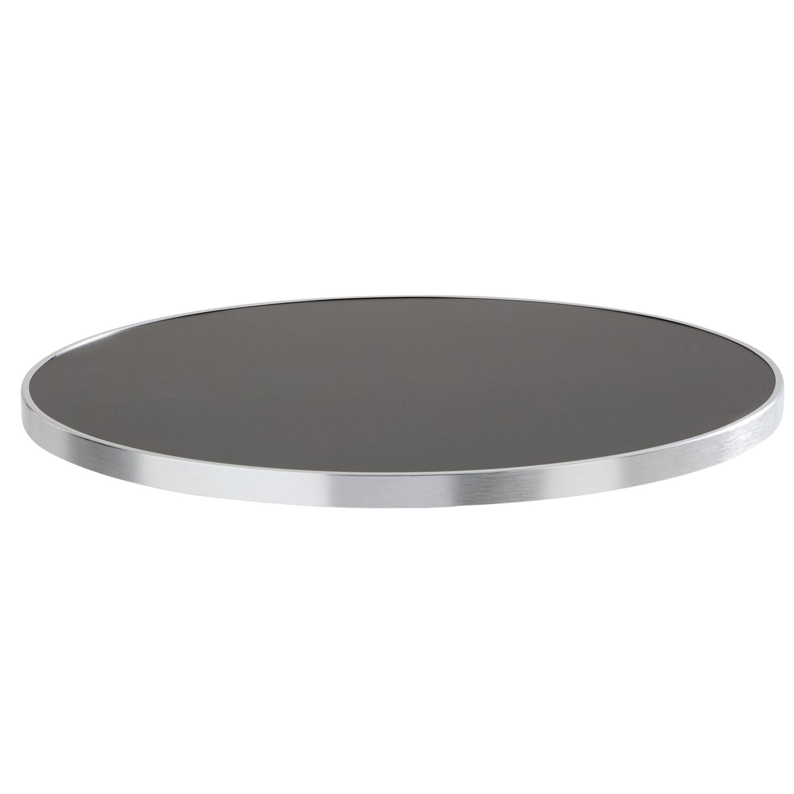 Tavolo alto basculante Ø 60 cm in multistrato con rivestimento in laminato e bordi in alluminio