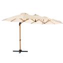 Ombrellone da giardino a braccio a 3 teste (4,5 x 2,65 m) con palo girevole a 360° in effetto legno e copertura protettiva