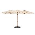 Ombrellone da giardino a braccio a 3 teste (4,5 x 2,65 m) con palo girevole a 360° in effetto legno e copertura protettiva