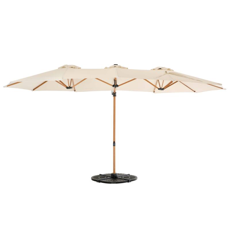Ombrellone da giardino a braccio a 3 teste (4,5 x 2,65 m) con palo girevole a 360° in effetto legno e copertura protettiva