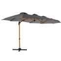 Ombrellone da giardino a braccio a 3 teste (4,5 x 2,65 m) con palo girevole a 360° in effetto legno e copertura protettiva