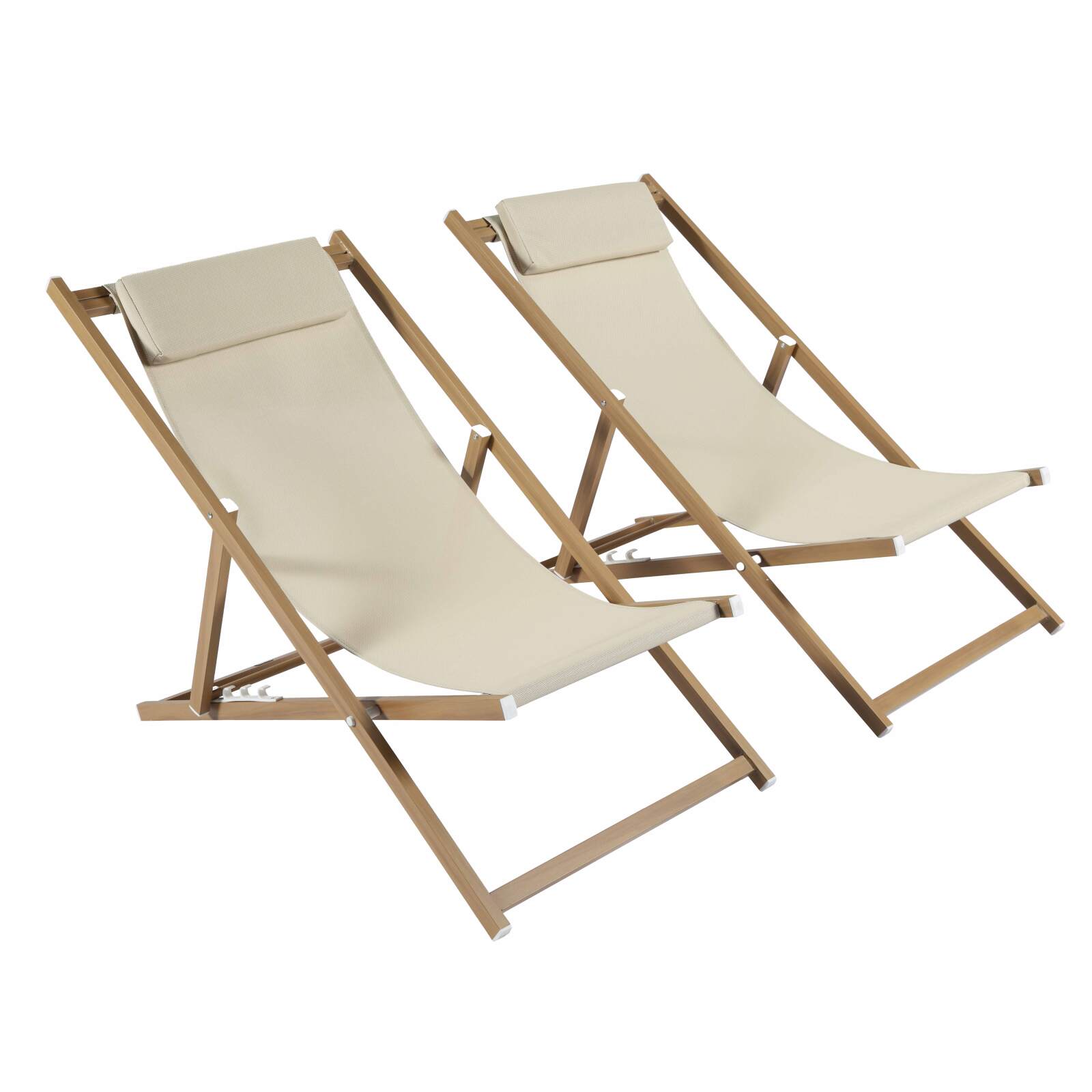 Set di 2 sedie a sdraio in alluminio, inclinabili in 4 posizioni