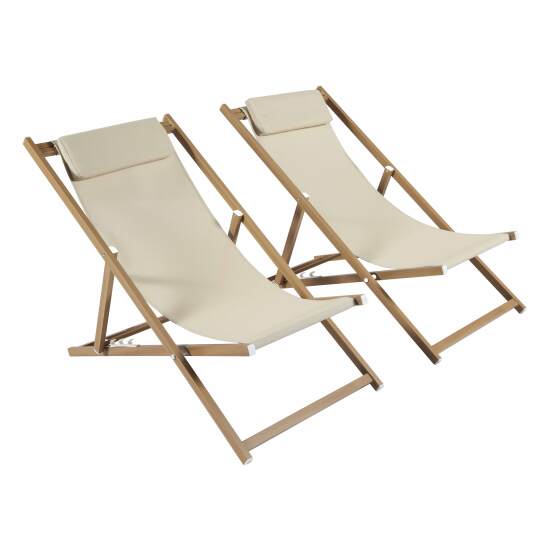 Set di 2 sedie a sdraio in alluminio, inclinabili in 4 posizioni