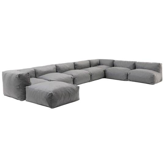 Divano angolare modulare con 5 poltrone, 2 poltrone angolari e 1 pouf