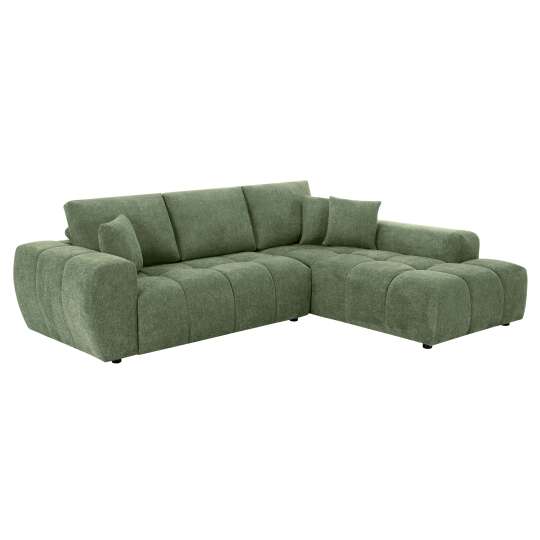 Divano angolare con chaise longue dritta in poliestere millerighe a 3 posti