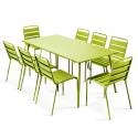 Tavolo da giardino rettangolare 180 x 90 cm e 8 sedie in metallo