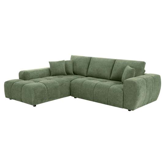 Divano angolare con chaise longue sinistra in poliestere millerighe a 3 posti