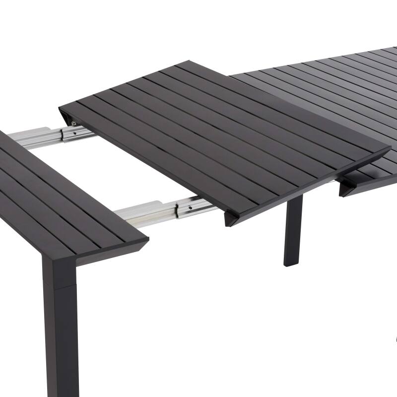 Tavolo da giardino rettangolare allungabile (52/260 cm) e 8 sedie in alluminio
