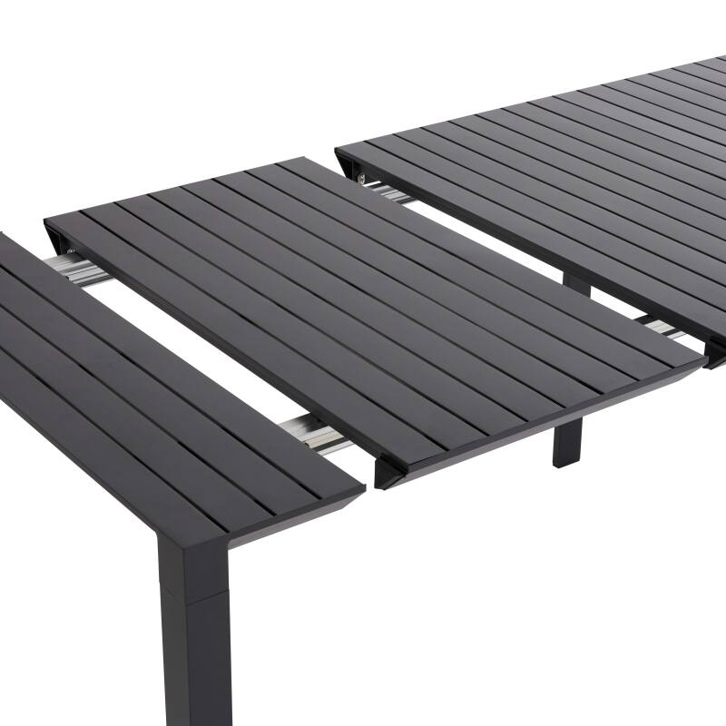 Tavolo da giardino rettangolare allungabile (52/260 cm) e 8 sedie in alluminio