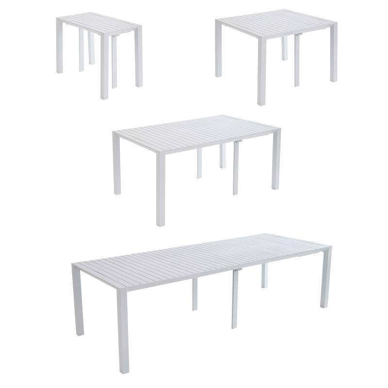 Tavolo da giardino rettangolare allungabile (52/260 cm) e 8 sedie in alluminio