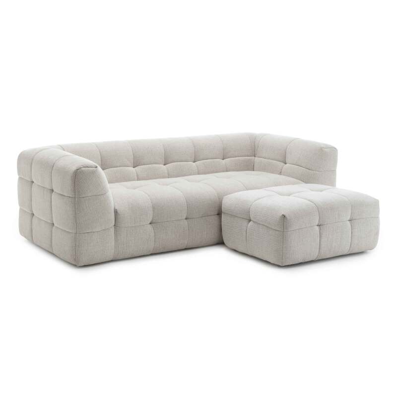 Divano a 3 posti in poliestere con pouf