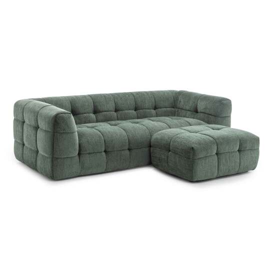 Divano a 3 posti in poliestere con pouf