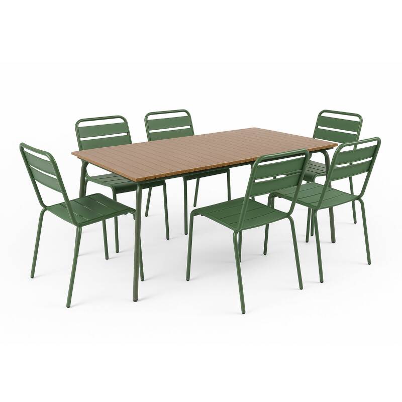 Tavolo da giardino rettangolare 160 x 90 cm in acciaio e polywood