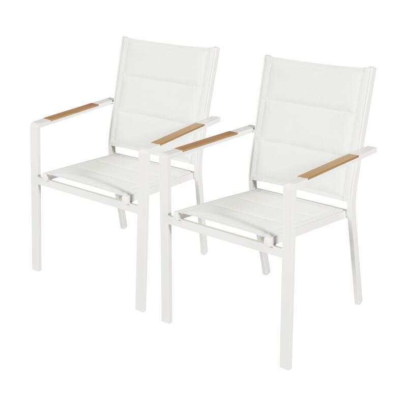 Sedia da giardino in alluminio e Textilene con braccioli - Set da 2