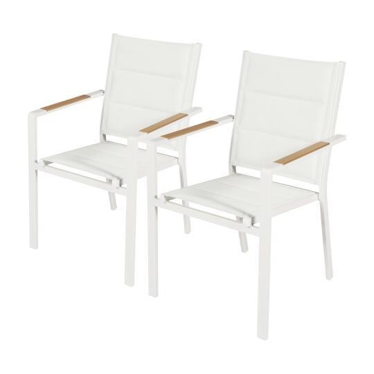 Sedia da giardino in alluminio e Textilene con braccioli - Set da 2