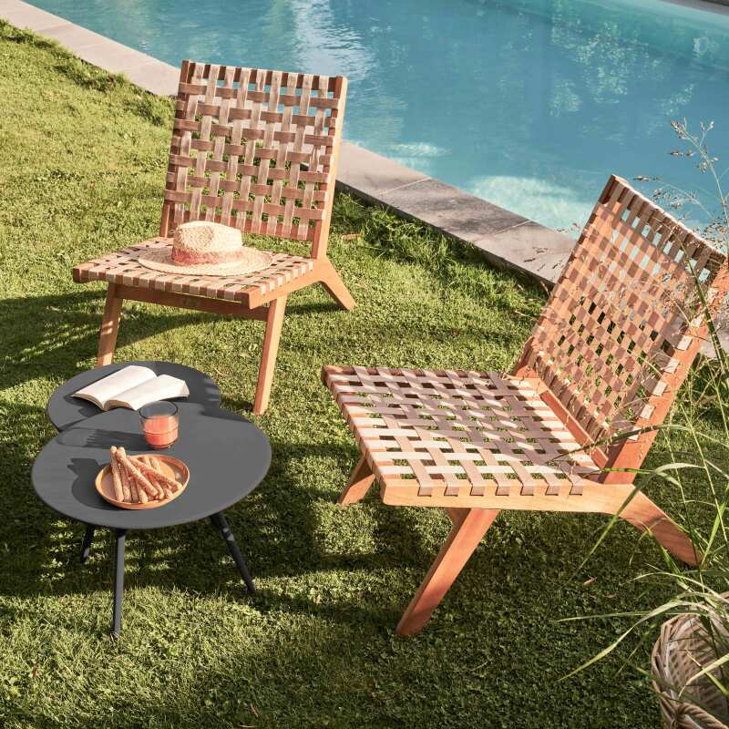 Tavolino Rotondo Da Esterno In Metallo Con Motivo Monstera - Diametro 35,6 Cm - Per Balcone, Giardino, Patio, Interni