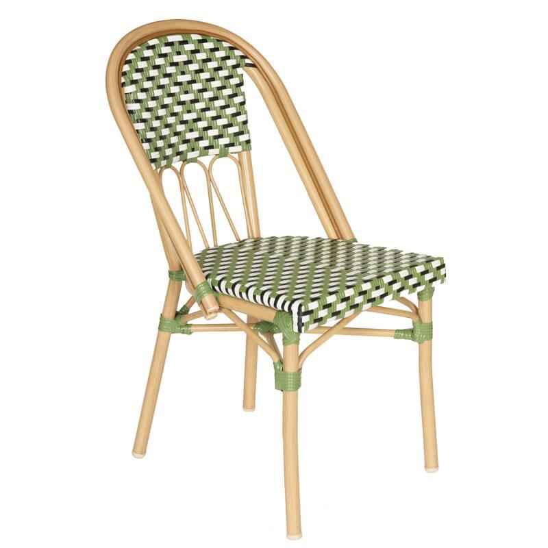 Sedia da giardino in stile bistrot parigino in alluminio e rattan sintetico