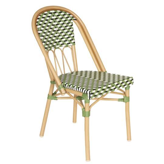Sedia da giardino in stile bistrot parigino in alluminio e rattan sintetico