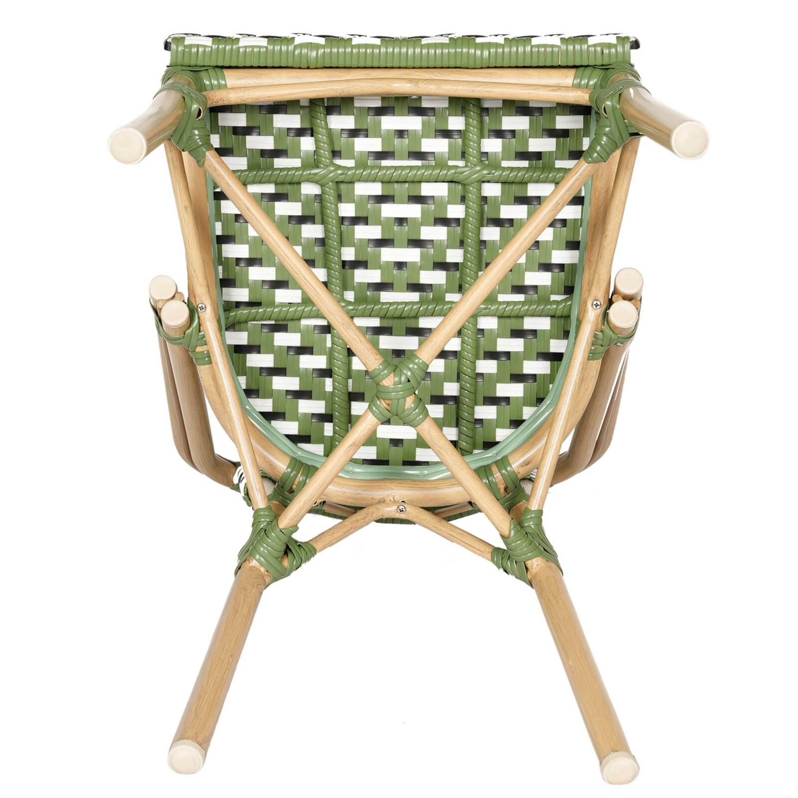 Sedia da giardino in stile bistrot parigino in alluminio e rattan sintetico