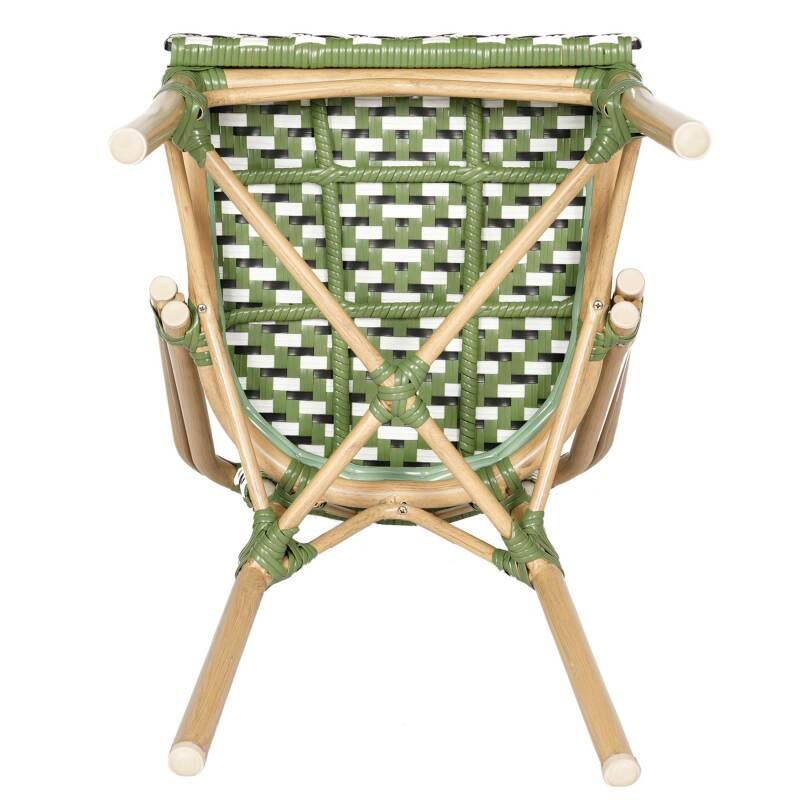 Sedia da giardino in stile bistrot parigino in alluminio e rattan sintetico