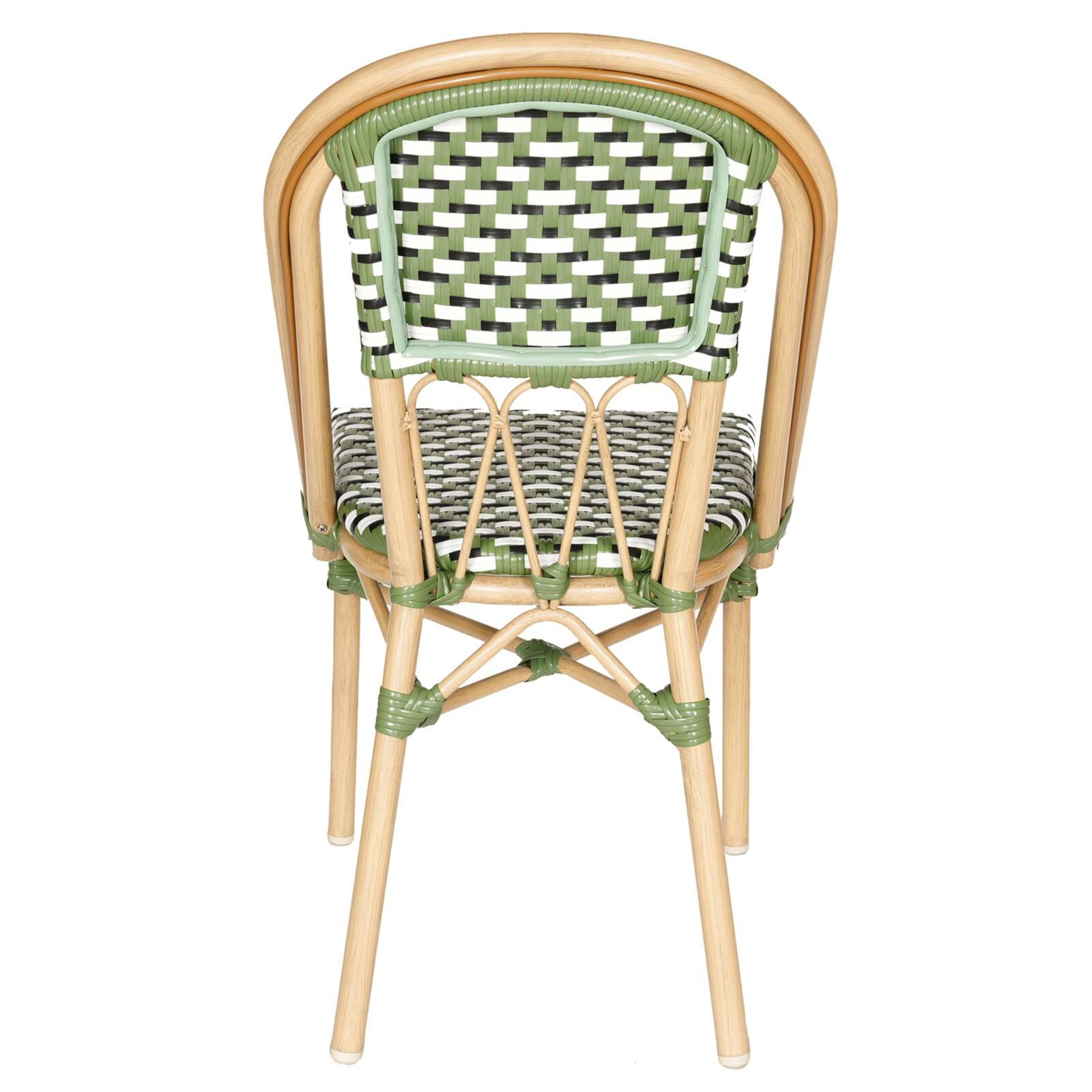 Sedia da giardino in stile bistrot parigino in alluminio e rattan sintetico