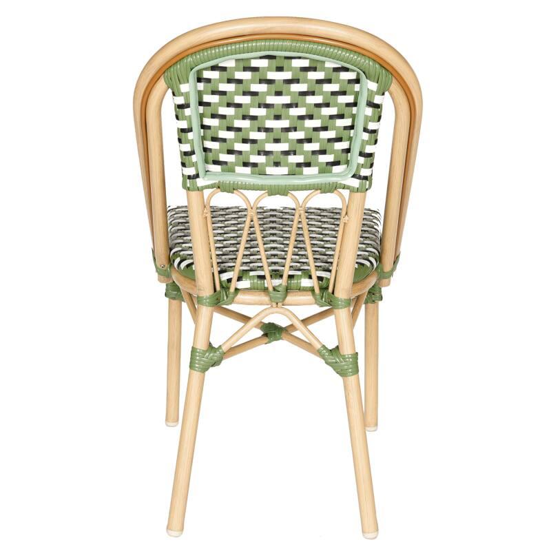 Sedia da giardino in stile bistrot parigino in alluminio e rattan sintetico