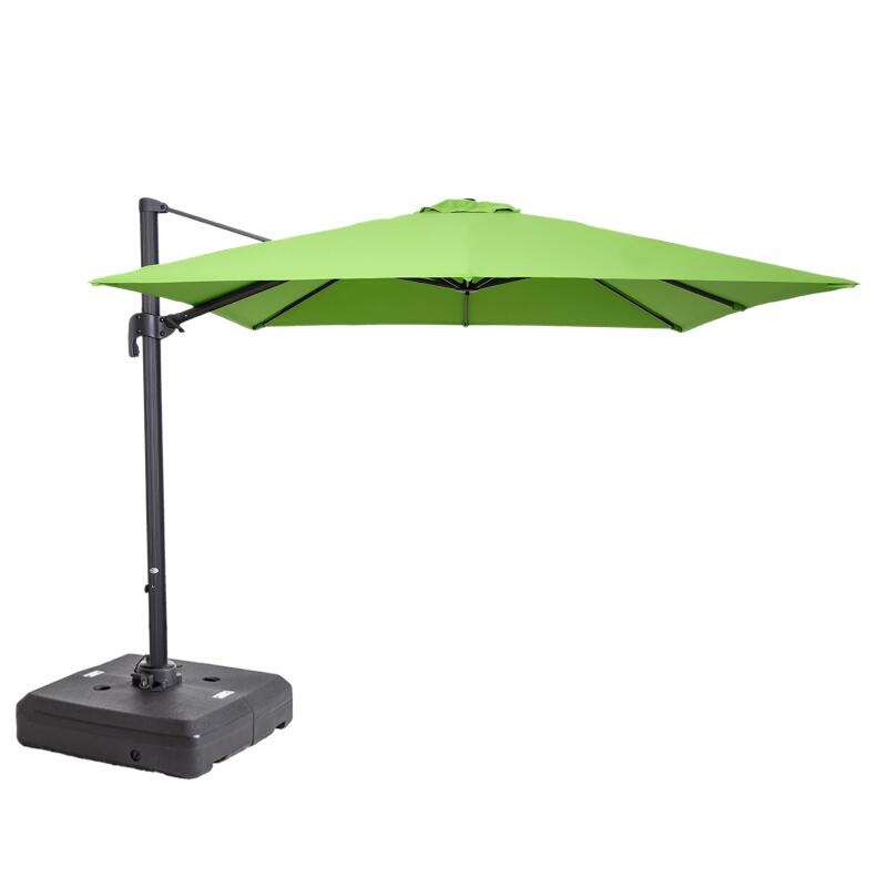 Ombrellone da giardino a braccio (3 x 3M) rotanti a 360° + 100 L di zavorra su ruote