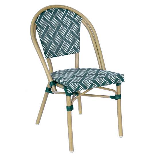 Sedia da giardino in stile bistrot parigino in alluminio e rattan sintetico