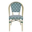Sedia da giardino in stile bistrot parigino in alluminio e rattan sintetico