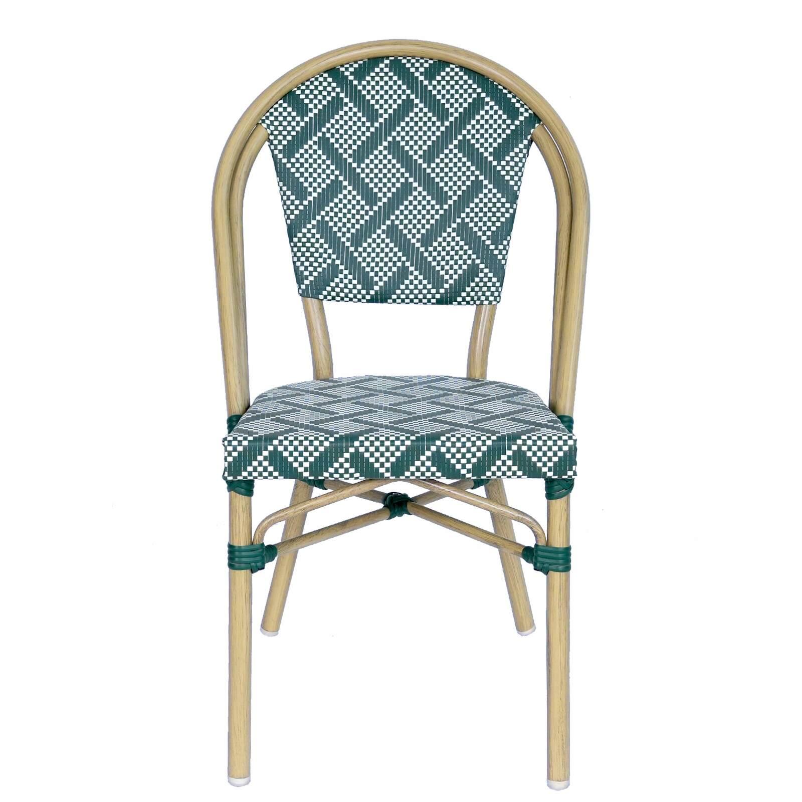 Sedia da giardino in stile bistrot parigino in alluminio e rattan sintetico