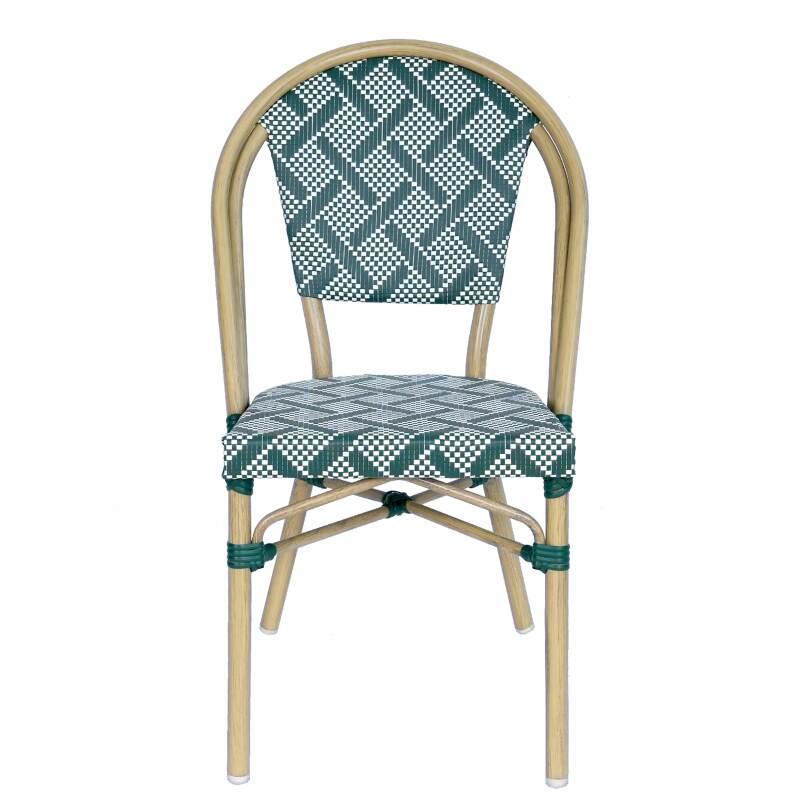 Sedia da giardino in stile bistrot parigino in alluminio e rattan sintetico