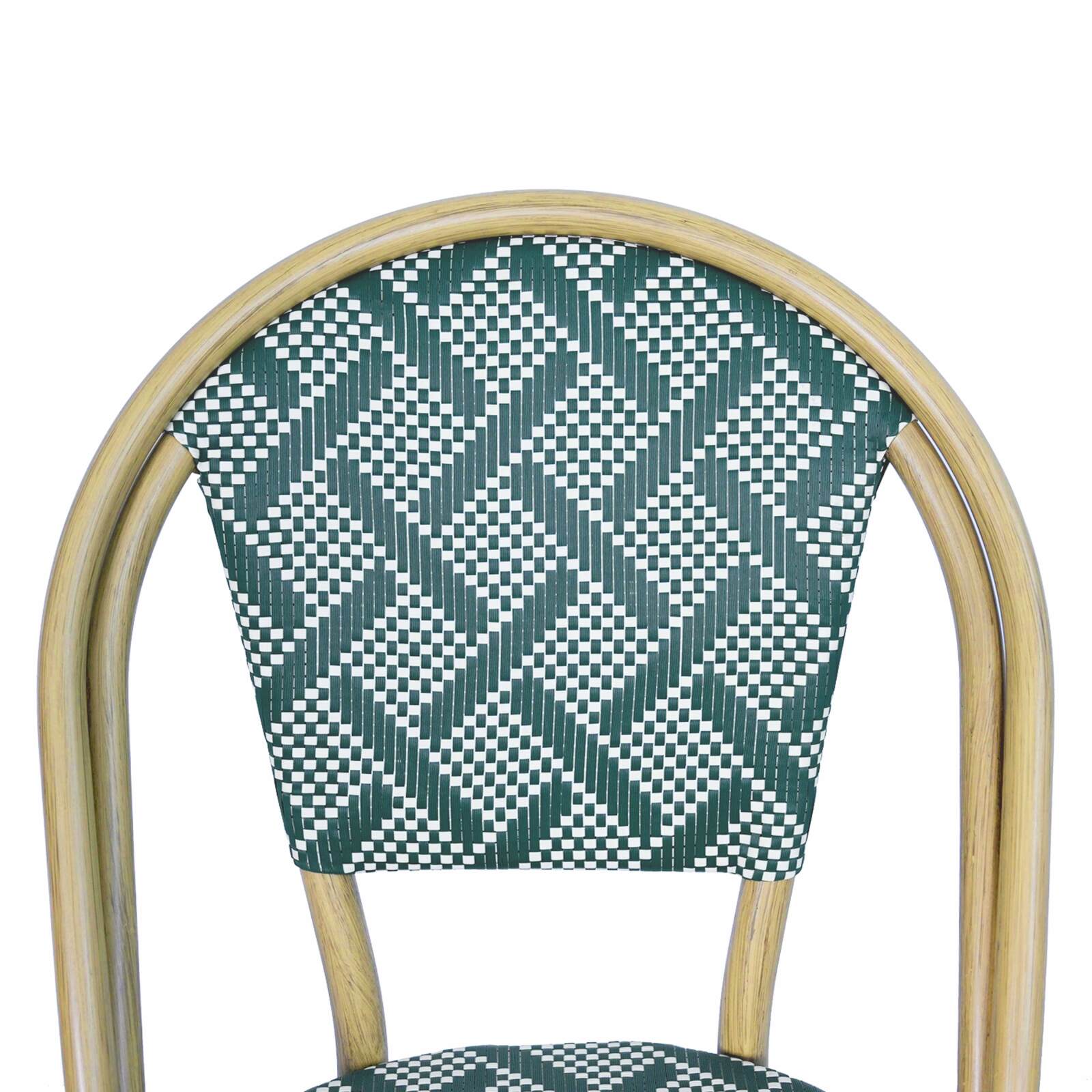 Sedia da giardino in stile bistrot parigino in alluminio e rattan sintetico Sedia da giardino in stile bistrot parigino in alluminio e rattan sintetico