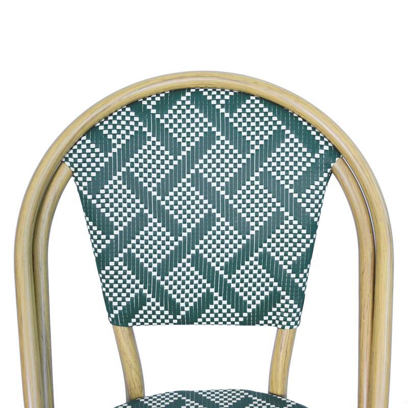 Sedia da giardino in stile bistrot parigino in alluminio e rattan sintetico