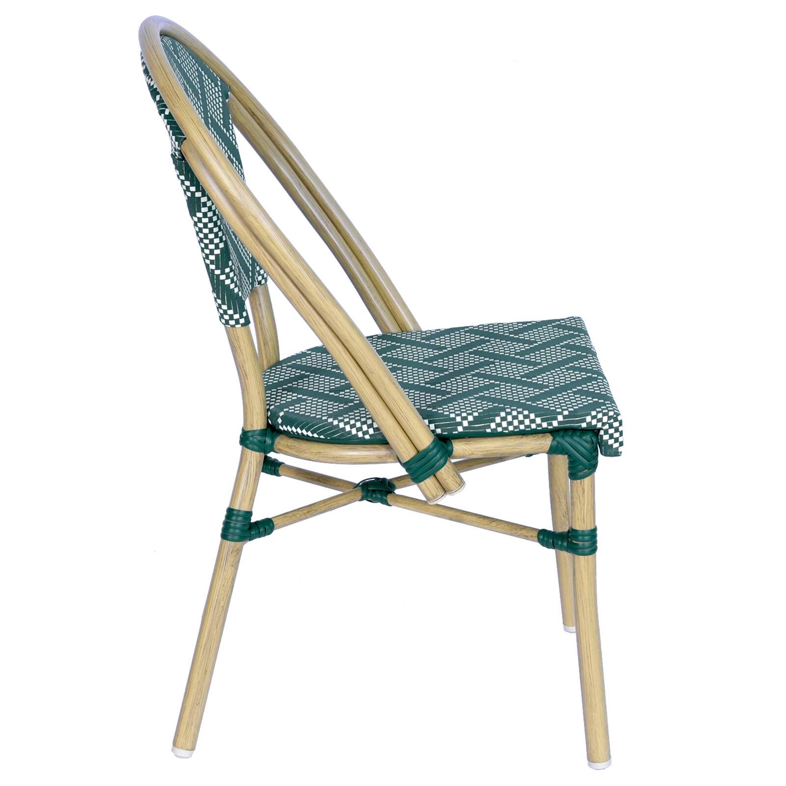 Sedia da giardino in stile bistrot parigino in alluminio e rattan sintetico