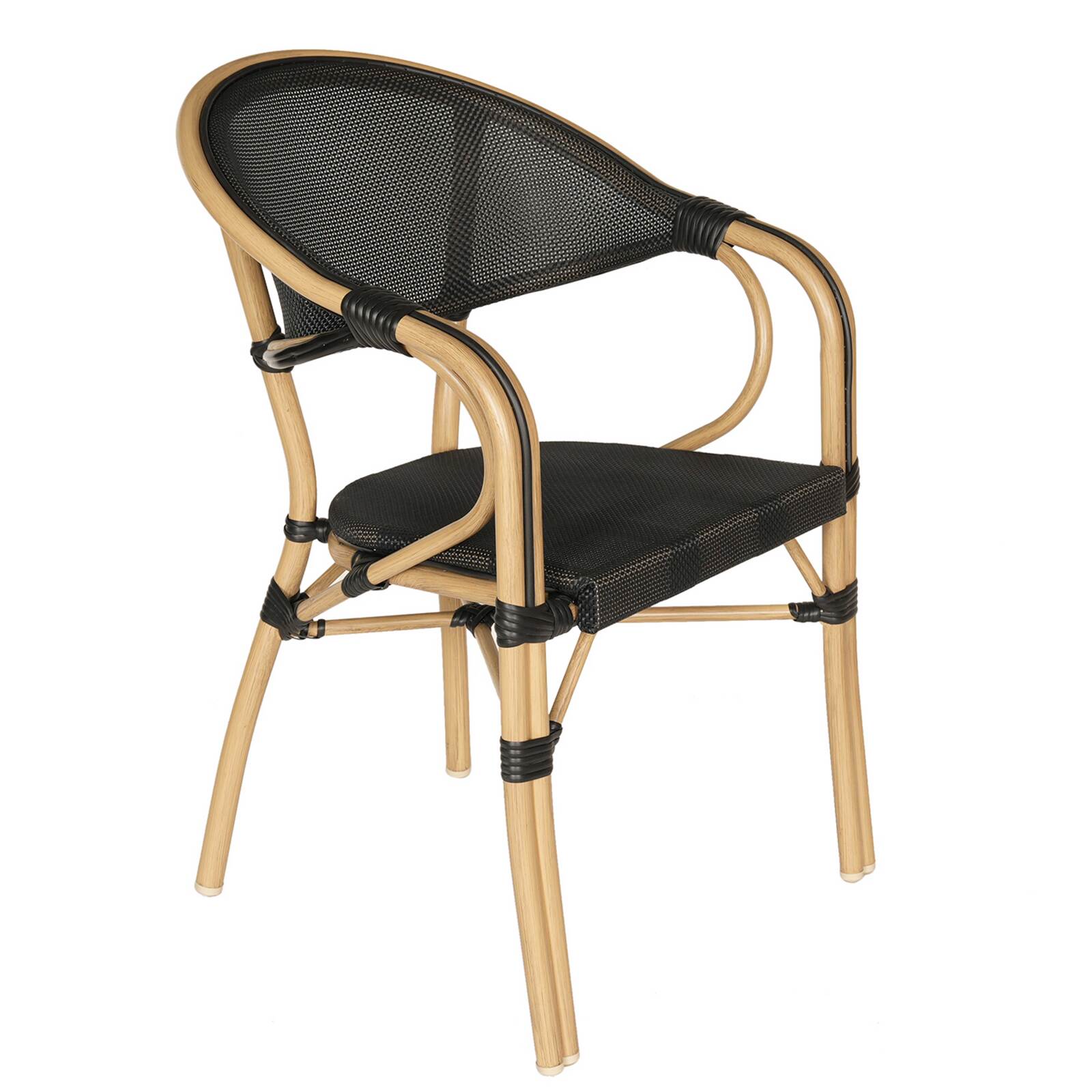 Sedia da giardino in stile bistrot parigino in alluminio e rattan sintetico Sedia da giardino in stile bistrot parigino in alluminio e rattan sintetico