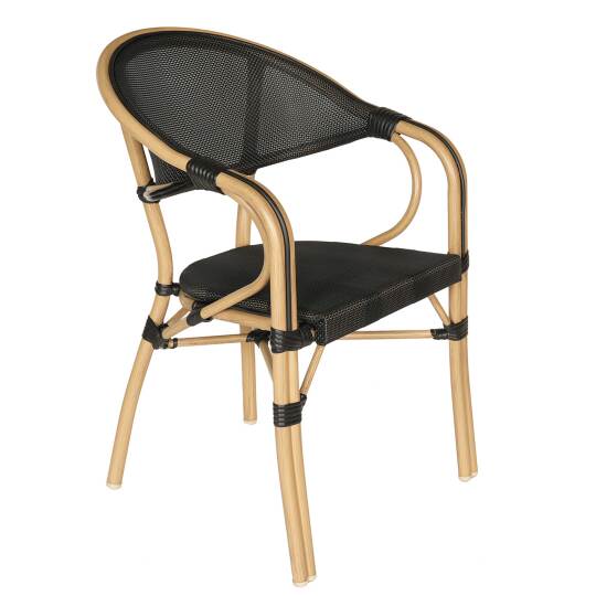 Sedia da giardino in stile bistrot parigino in alluminio e rattan sintetico