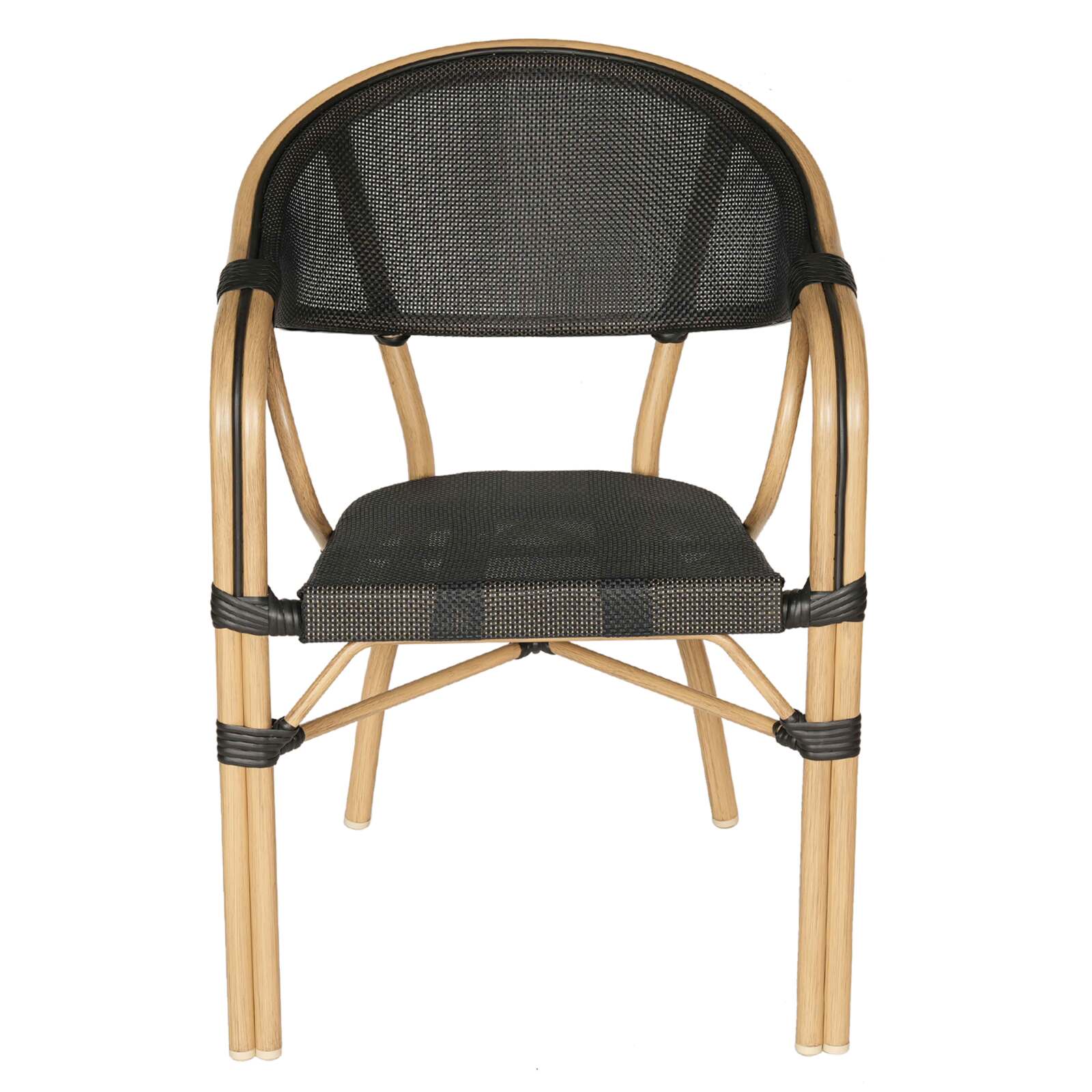 Sedia da giardino in stile bistrot parigino in alluminio e rattan sintetico Sedia da giardino in stile bistrot parigino in alluminio e rattan sintetico