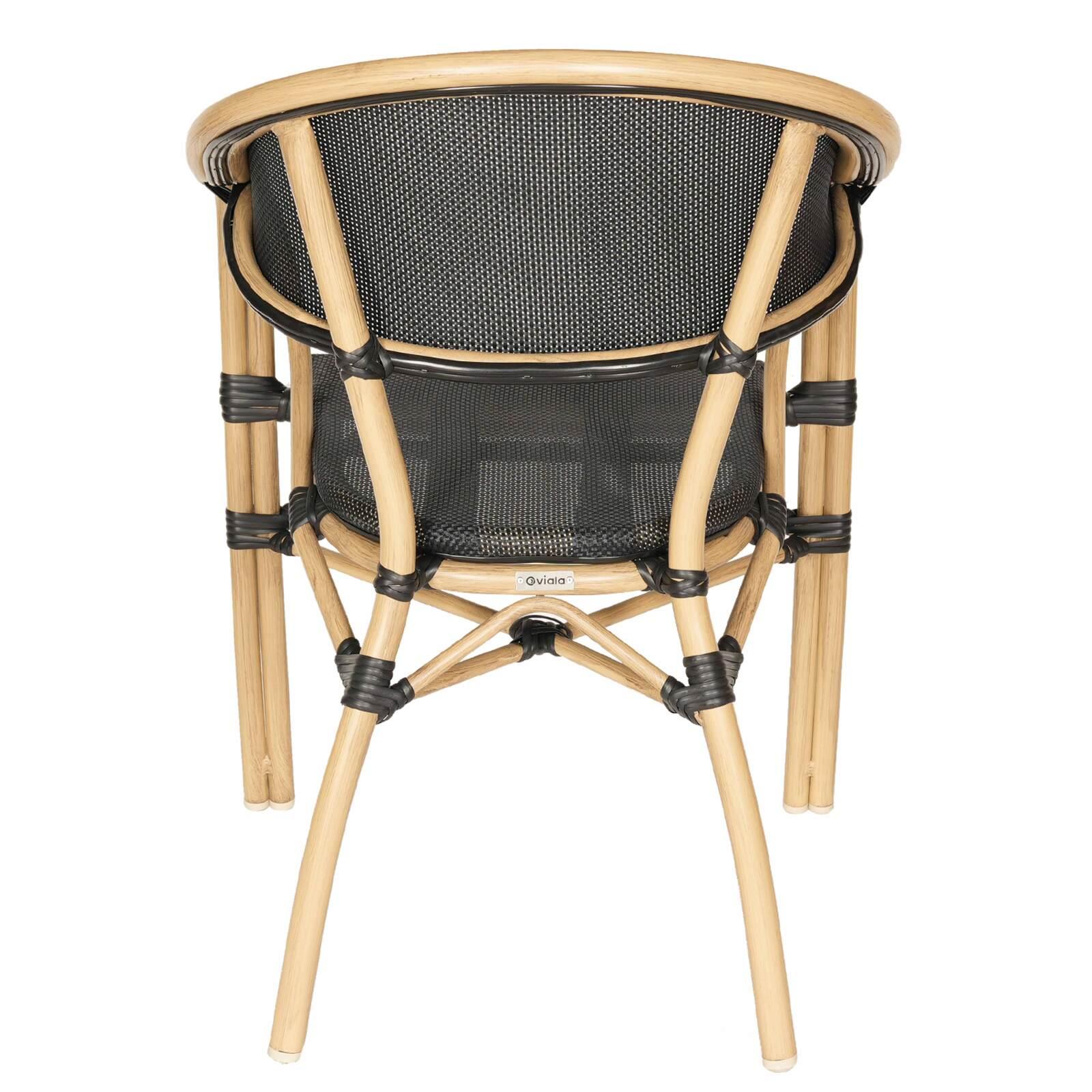 Sedia da giardino in stile bistrot parigino in alluminio e rattan sintetico Sedia da giardino in stile bistrot parigino in alluminio e rattan sintetico