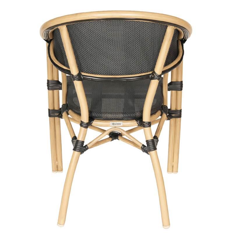 Sedia da giardino in stile bistrot parigino in alluminio e rattan sintetico