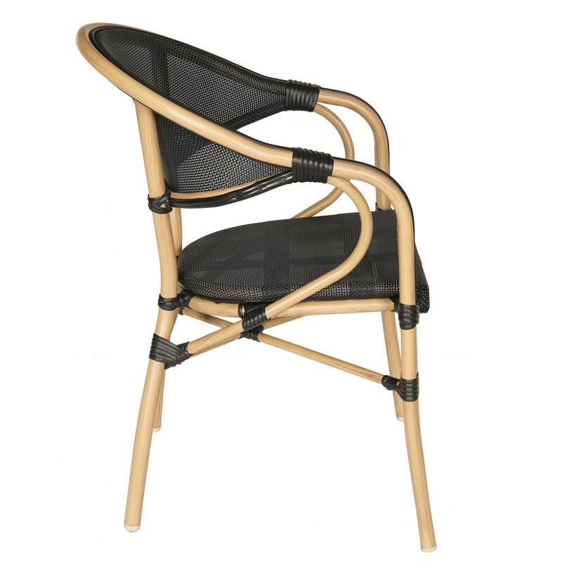 Sedia da giardino in stile bistrot parigino in alluminio e rattan sintetico