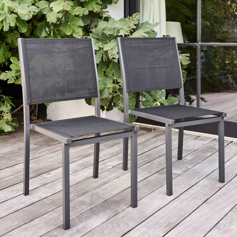 Tavolo da giardino rettangolare in alluminio/teak 200 x 100 cm e 8 sedie