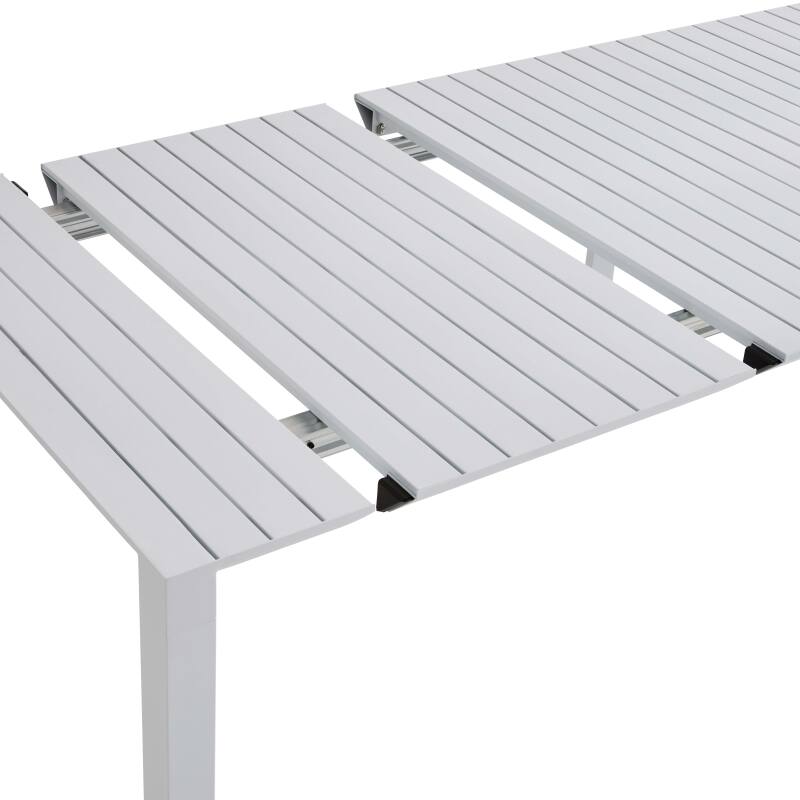 Tavolo da giardino allungabile in alluminio 52/260x100 cm e 10 sedie in textilene