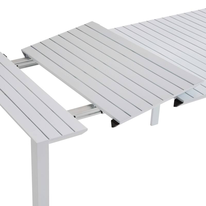 Tavolo da giardino allungabile in alluminio 52/260x100 cm e 10 sedie in textilene