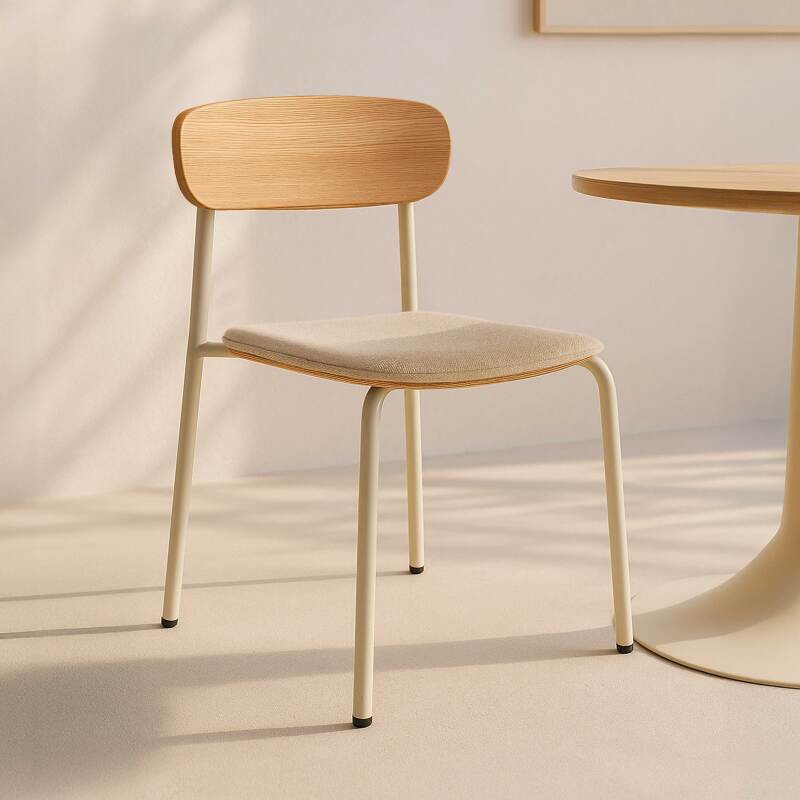 Set di 2 sedie in metallo, legno e tessuto