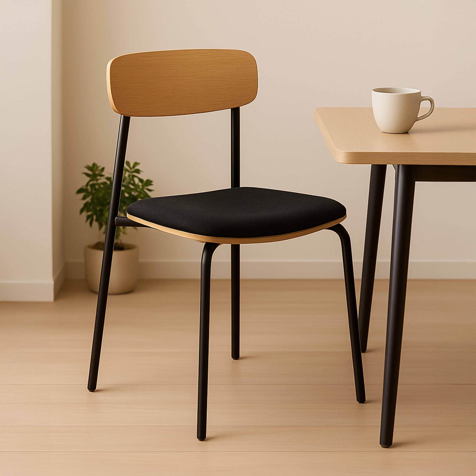 Set di 2 sedie in metallo, legno e tessuto