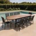 Tavolo da giardino allungabile in polywood e alluminio 220/280x100 cm e 10 sedie in textilene