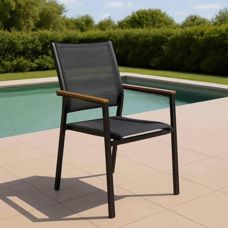 Sedia da giardino in alluminio e Textilene con braccioli